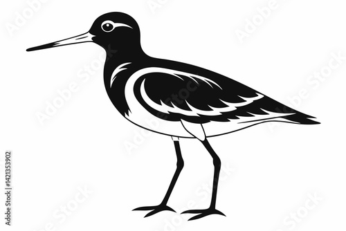 sandpiper silhouette line art vector illustration with a white background