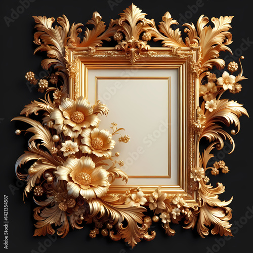 golden frame on a wooden background