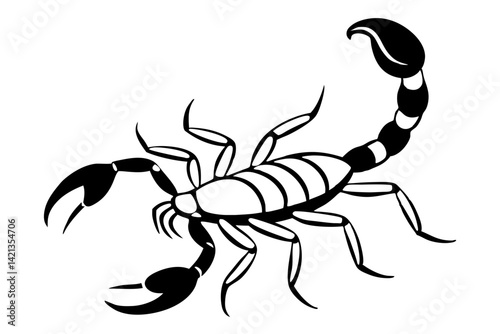 scorpion silhouette line art vector illustration with a white background