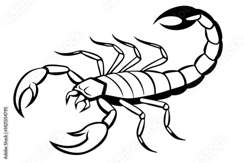 scorpion silhouette line art vector illustration with a white background