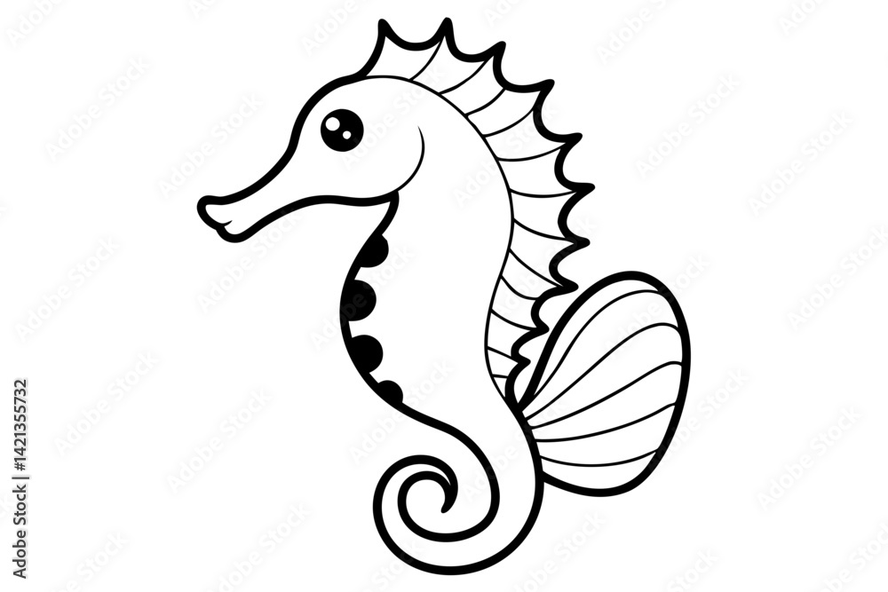 Obraz premium seahorse silhouette line art vector illustration with a white background