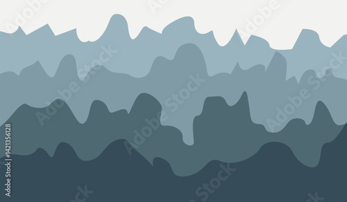 Abstract landscape illustration. Shades of blue and gray create a hazy, mountainous effect. Perfect for backgrounds or design elements.