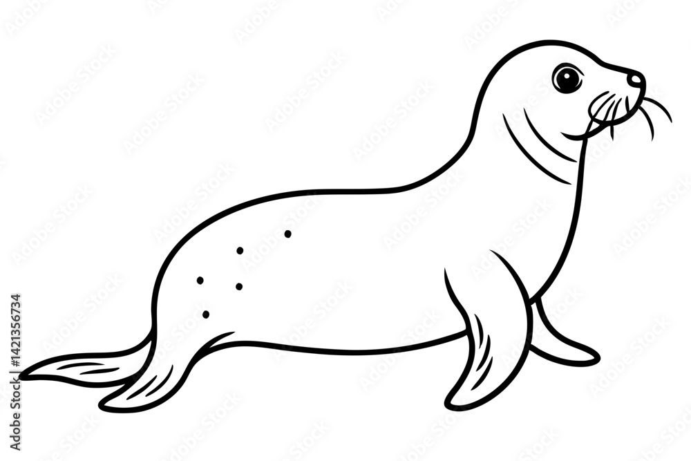 Obraz premium seal silhouette line art vector illustration with a white background