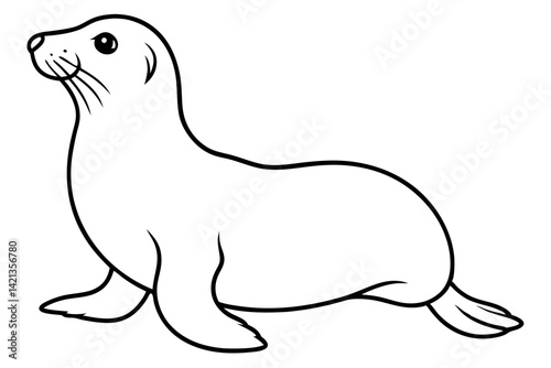 seal silhouette line art vector illustration with a white background