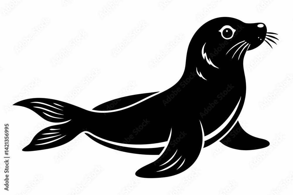 seal silhouette line art vector illustration with a white background seal silhouette line art vector illustration with a white background