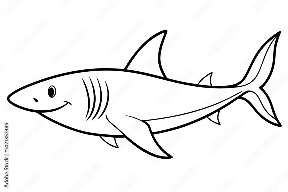 shark silhouette line art vector illustration with a white background shark silhouette line art vector illustration with a white background
