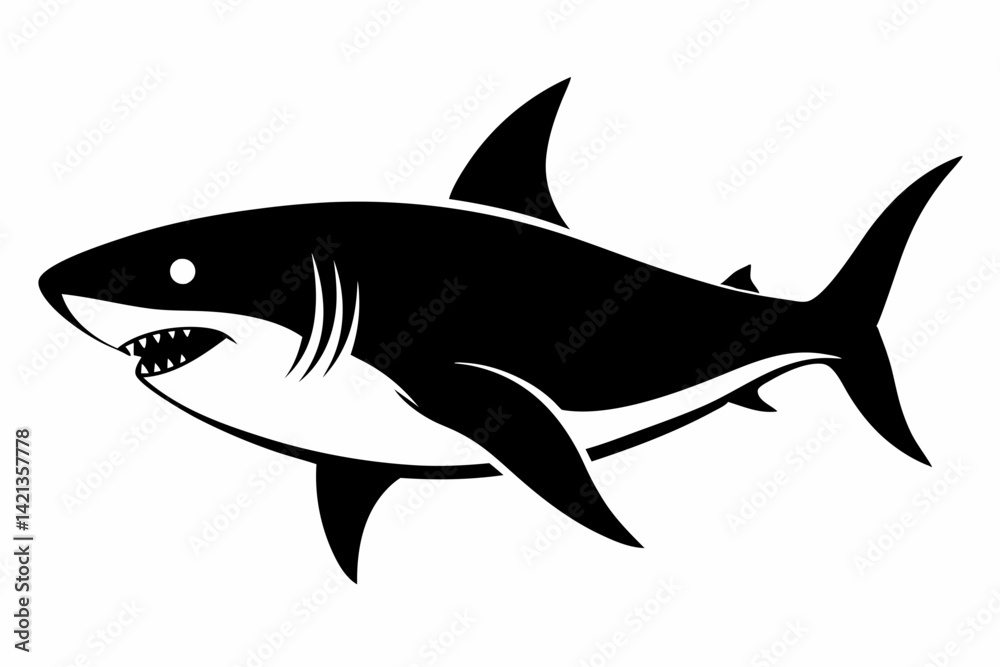 shark silhouette line art vector illustration with a white background shark silhouette line art vector illustration with a white background