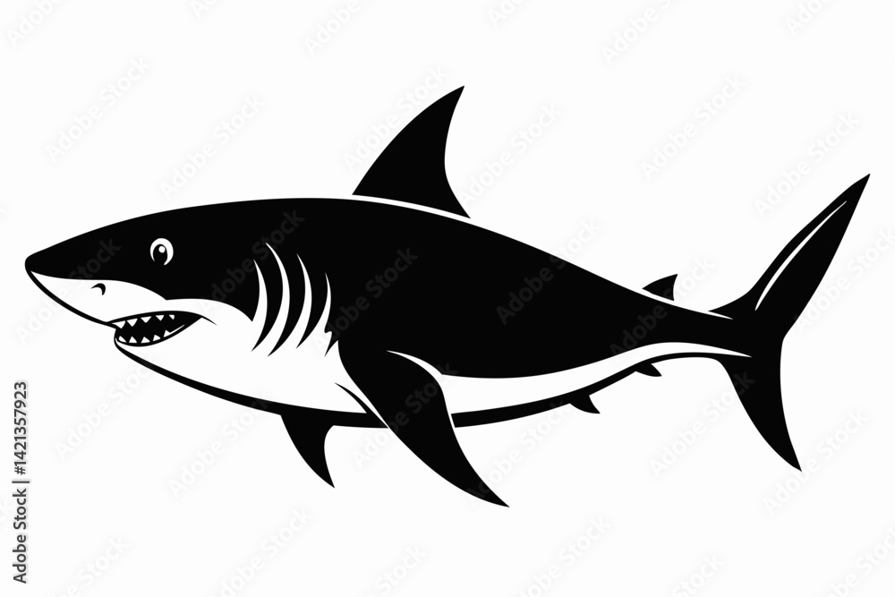 shark silhouette line art vector illustration with a white background shark silhouette line art vector illustration with a white background