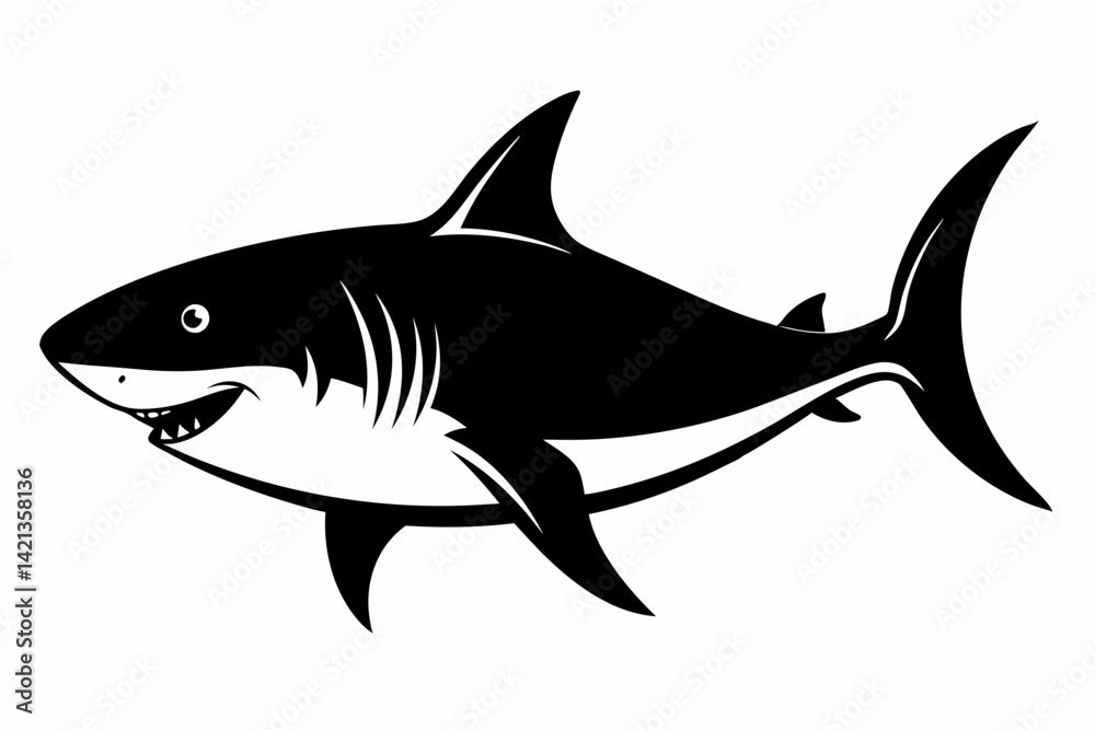 shark silhouette line art vector illustration with a white background shark silhouette line art vector illustration with a white background