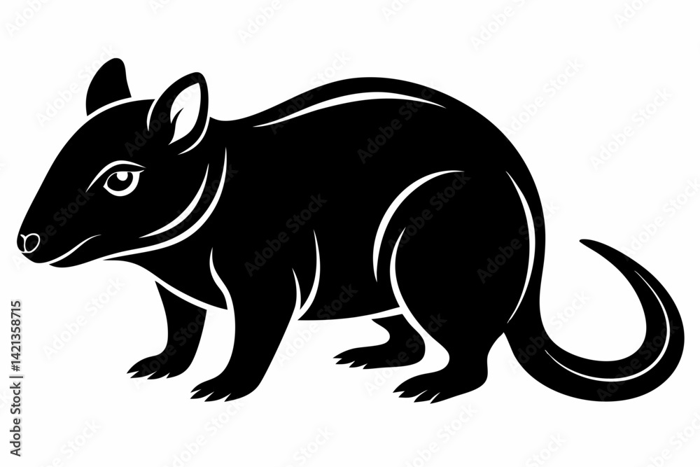 Obraz premium shrew silhouette line art vector illustration with a white background
