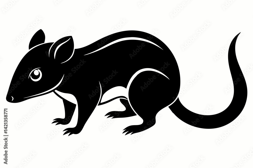 Obraz premium shrew silhouette line art vector illustration with a white background