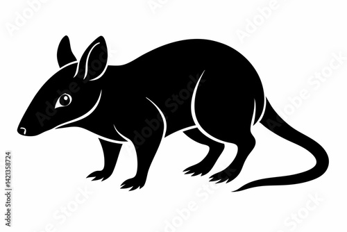 shrew silhouette line art vector illustration with a white background