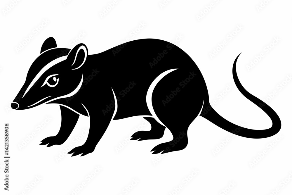 Obraz premium shrew silhouette line art vector illustration with a white background