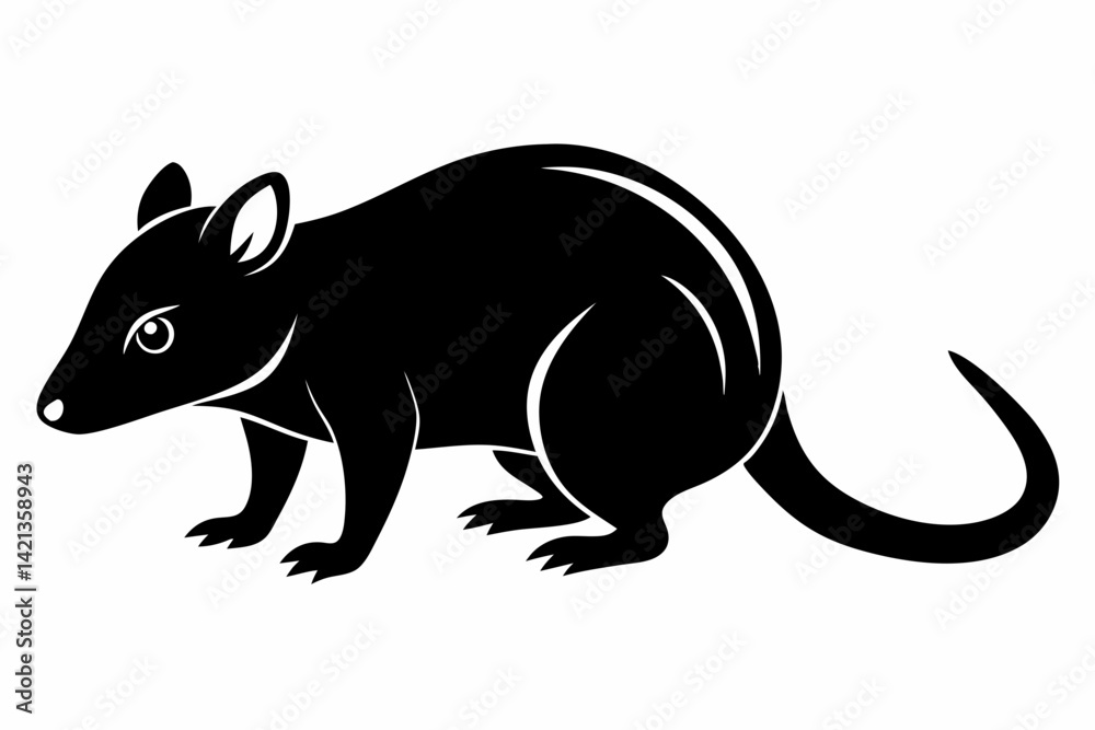 Obraz premium shrew silhouette line art vector illustration with a white background