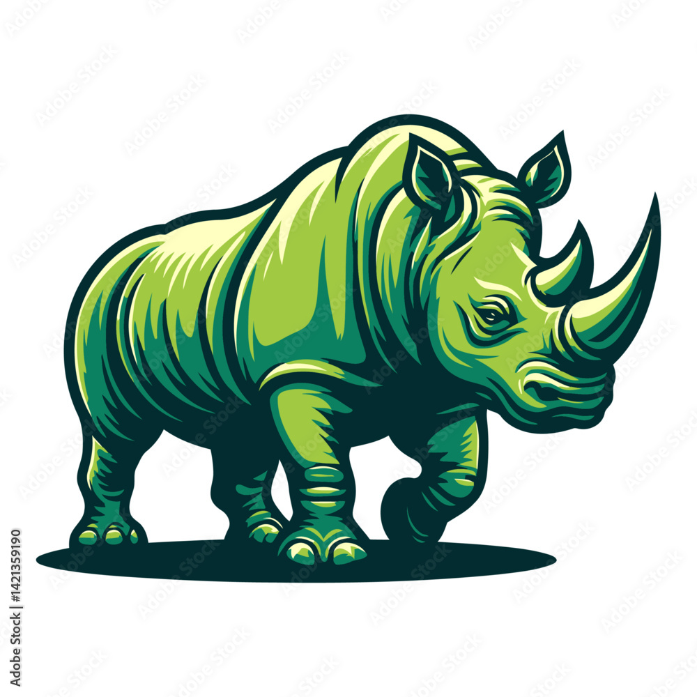 Fototapeta premium Rhino vector and illustration isolated on white background for wildlife design.