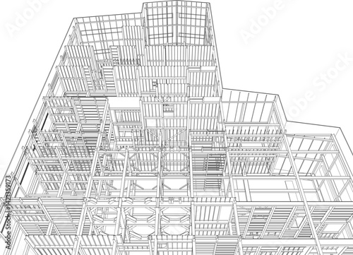 3D illustration of building structure