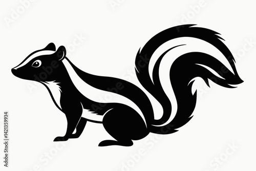 skunk silhouette line art vector illustration with a white background