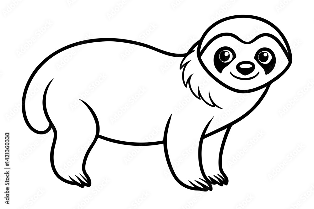 Obraz premium sloth silhouette line art vector illustration with a white background