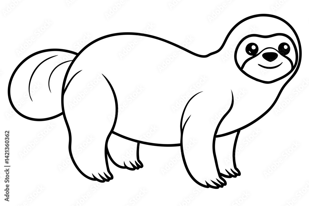 Fototapeta premium sloth silhouette line art vector illustration with a white background