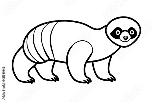 sloth silhouette line art vector illustration with a white background