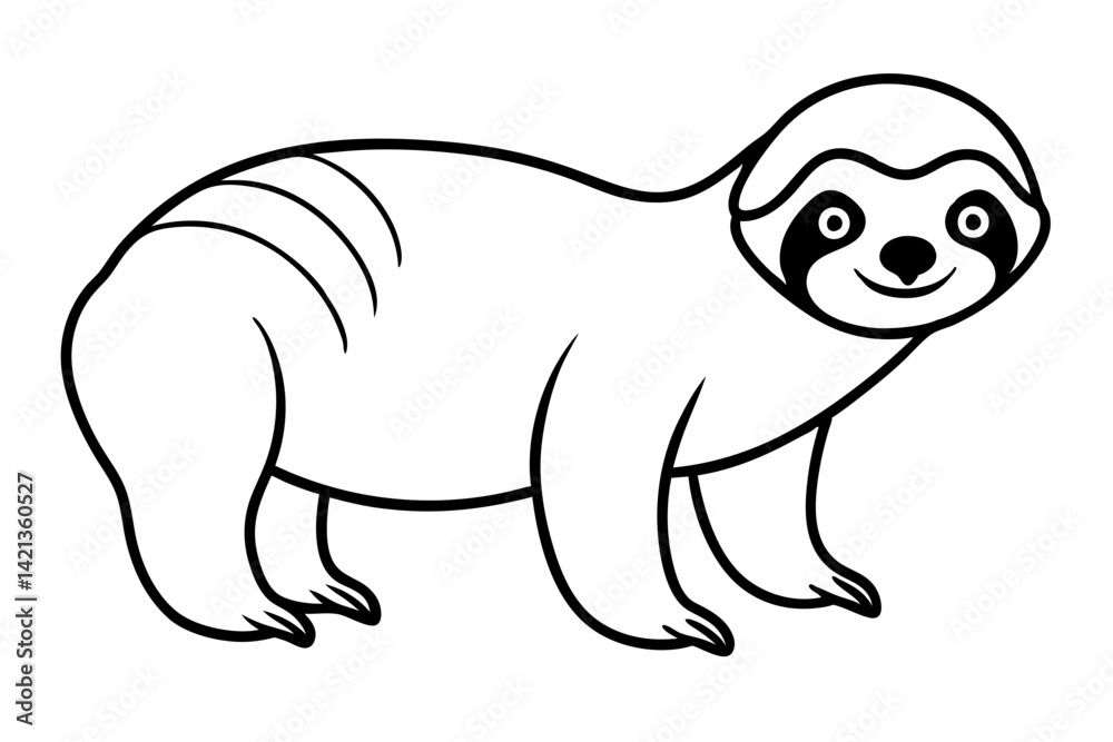 Fototapeta premium sloth silhouette line art vector illustration with a white background