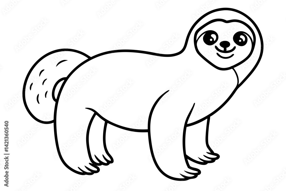 Fototapeta premium sloth silhouette line art vector illustration with a white background