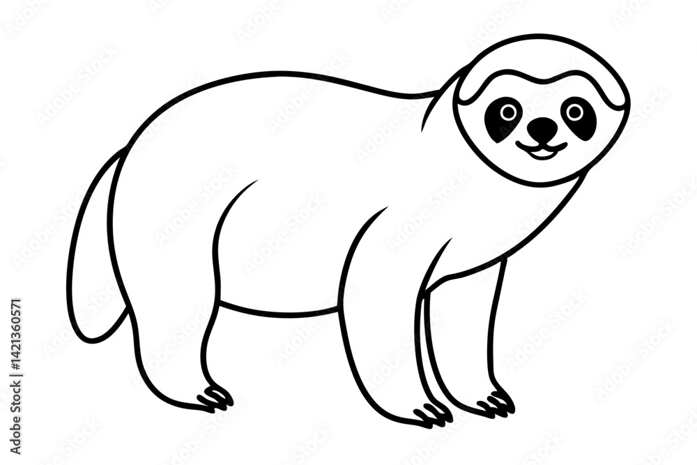 Obraz premium sloth silhouette line art vector illustration with a white background