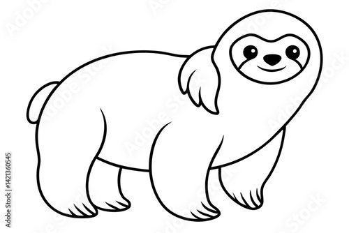 sloth silhouette line art vector illustration with a white background