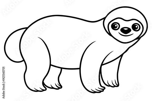 sloth silhouette line art vector illustration with a white background