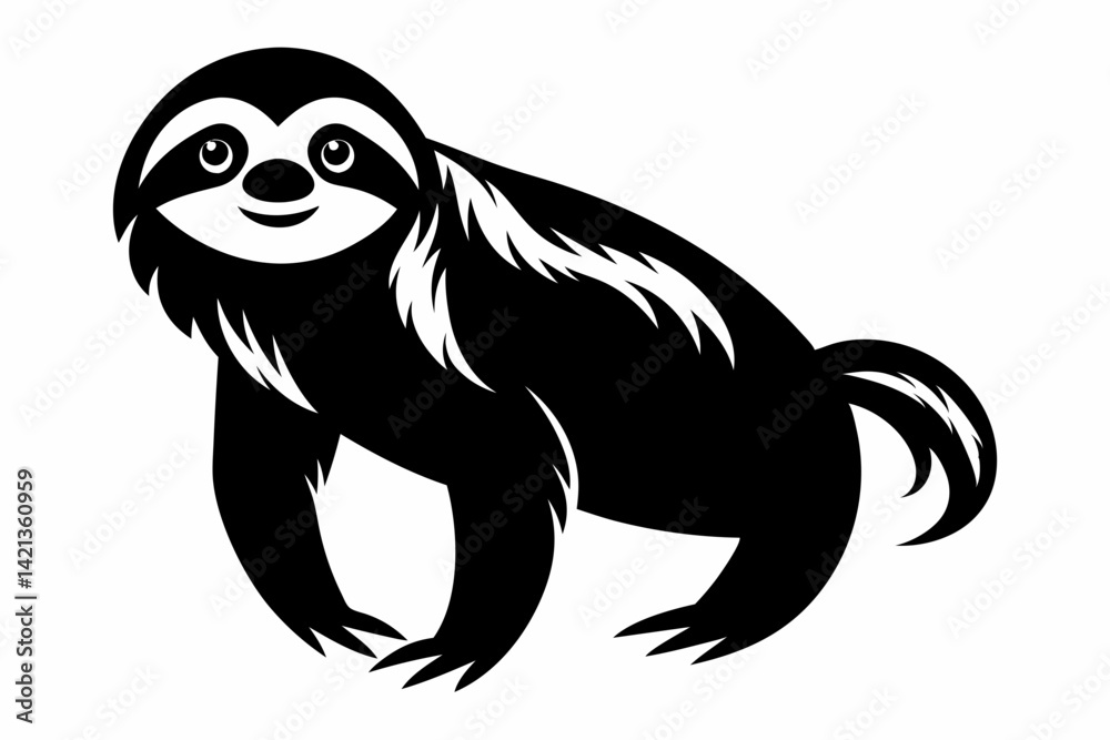 sloth silhouette line art vector illustration with a white background sloth silhouette line art vector illustration with a white background