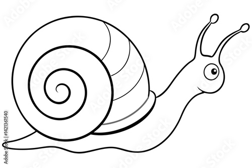 snail silhouette line art vector illustration with a white background