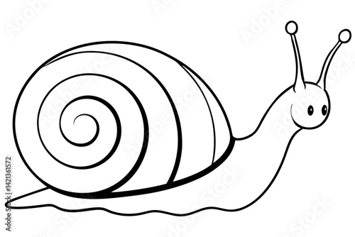 snail silhouette line art vector illustration with a white background