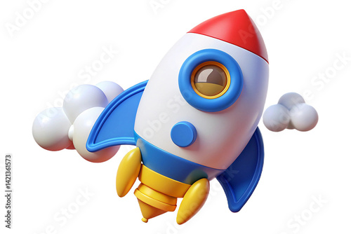 Cartoon Rocket Ship: Playful Space Adventure Illustration