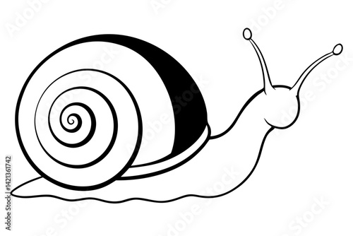 snail silhouette line art vector illustration with a white background