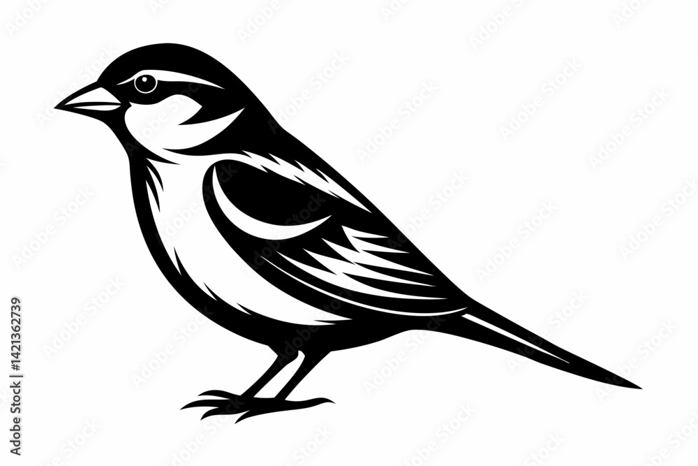Obraz premium sparrow silhouette line art vector illustration with a white background