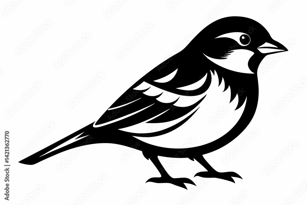 Fototapeta premium sparrow silhouette line art vector illustration with a white background
