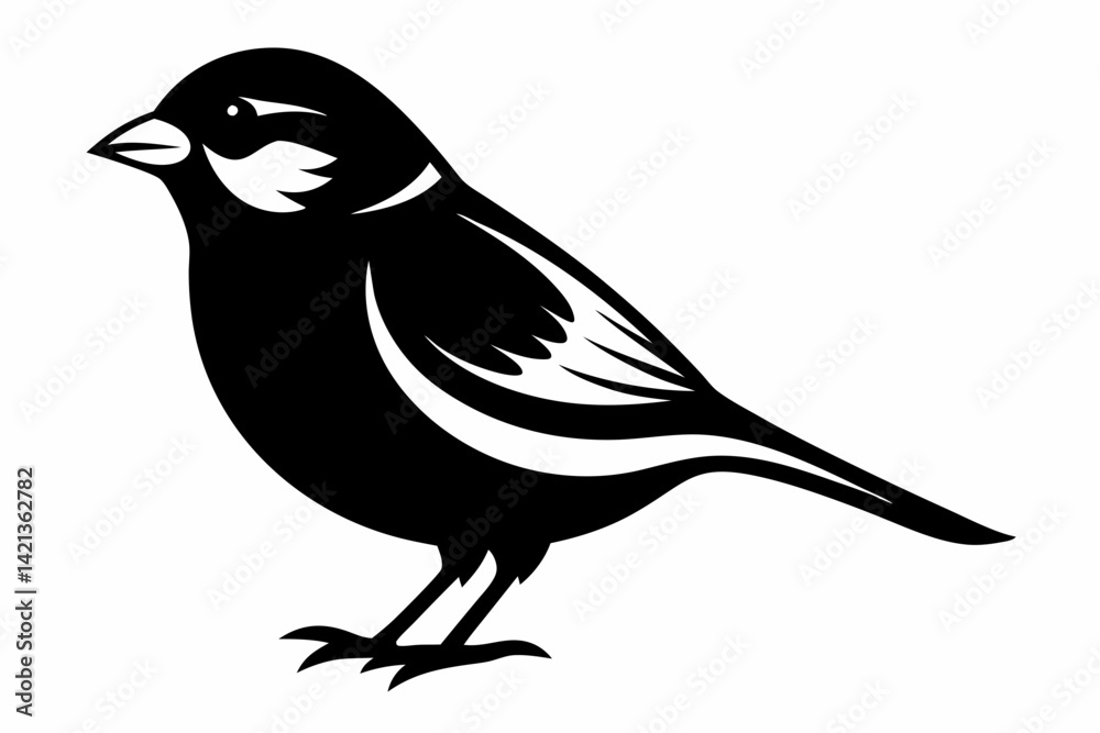 Fototapeta premium sparrow silhouette line art vector illustration with a white background