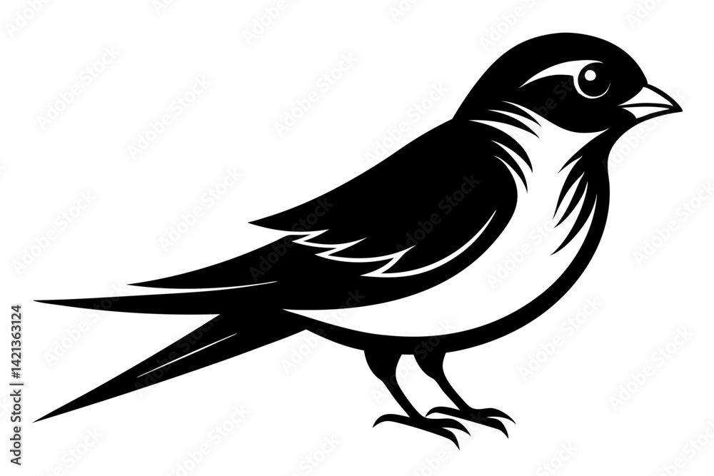 Obraz premium sparrow silhouette line art vector illustration with a white background