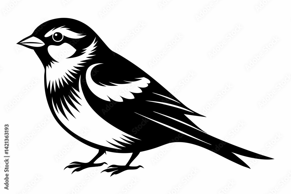 sparrow silhouette line art vector illustration with a white background sparrow silhouette line art vector illustration with a white background