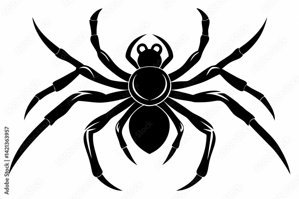 Obraz premium spider silhouette line art vector illustration with a white background