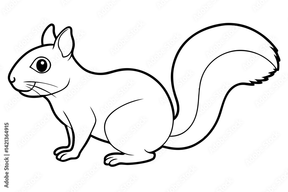 squirrel silhouette line art vector illustration with a white background squirrel silhouette line art vector illustration with a white background