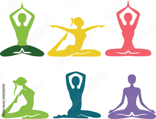 Yoga day yoga set vector