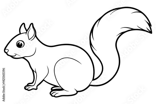 squirrel silhouette line art vector illustration with a white background