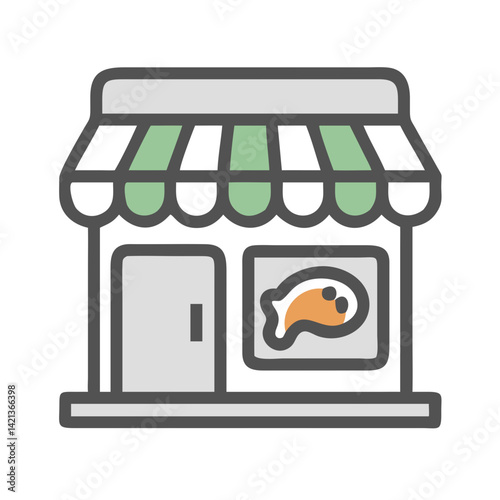 Butcher Shop Icon Representing Meat Storefront and Fresh Meat Retail