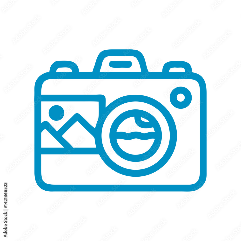 Camera Icon Representing Travel Photography and Capture of Scenic Moments Camera Icon Representing Travel Photography and Capture of Scenic Moments