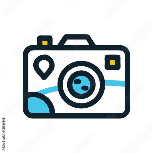 Camera Icon Representing Travel Photography and Capture of Scenic Moments