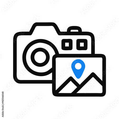 Camera Icon Representing Travel Photography and Capture of Scenic Moments