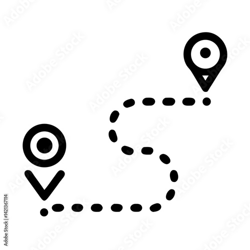 Dotted Route Icon Representing GPS Navigation and Directional Path