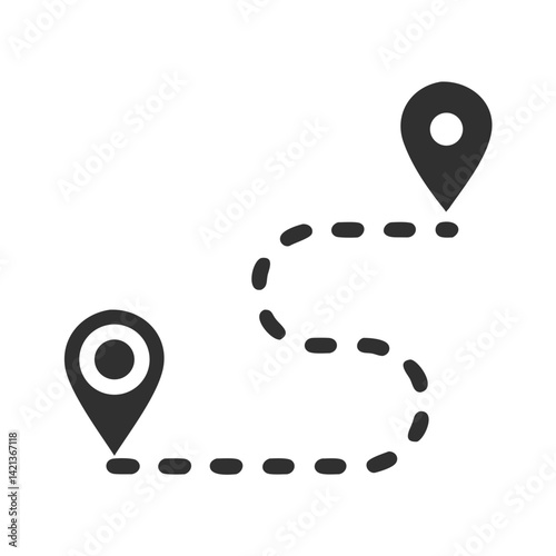 Dotted Route Icon Representing GPS Navigation and Directional Path
