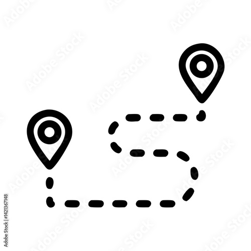 Dotted Route Icon Representing GPS Navigation and Directional Path